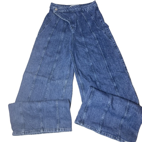 Social Tourist Hollister Ultra High Rise Baggy Jean Wide Leg 28 7R Y2K Dark Wash - Picture 1 of 12